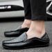 Bean Shoes Flat Men Hollow Leather Slip-on Casual Shoes_vogvips.com