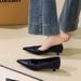 2388-1 Korean-style Fashionable Panama-pattern Professional Pointed-toe Low-heel Women's Slip-on Mid-heel Shoes_vogvips.com