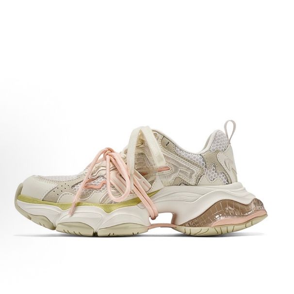 Trendy Retro Tie-Up Color-Block Dad Sneakers For Women, 2026 Spring New Model, Thick-Soled Height-Increasing Sports_vogvips.com