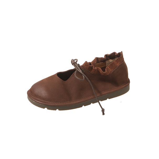 Women's Retro round Toe Flat Loafers Soft Sole Casual Single Shoes for Autumn_vogvips.com