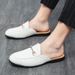 Summer New Men's Closed-toe Sandals, Large Size Slip-on Leather Shoes, Soft Sole, British Style, Versatile Casual Shoes_vogvips.com