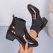 Women's Mid Heel Ankle Boots Chunky Patent Leather Martin Plus Size 43 European American Style Winter_vogvips.com