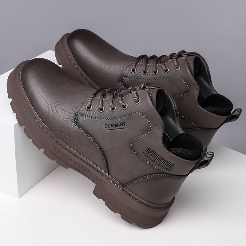 New Leather Spring Men's Shoes High-top Men's Heightening Tooling Martin Boots_vogvips.com