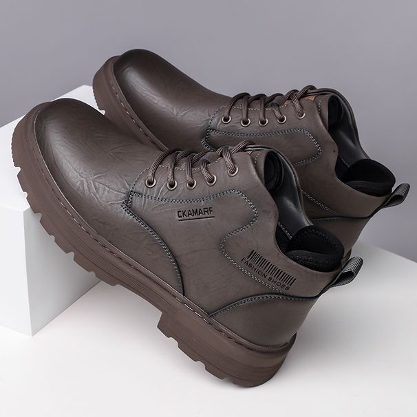 New Leather Spring Men's Shoes High-top Men's Heightening Tooling Martin Boots_vogvips.com