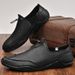 Men's Hand Stitched Leather Loafers Elastic Lace Slip On Non-Slip Casual Driving Shoes_vogvips.com