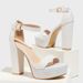 Women's Strappy High Heel Sandals With Platform Glitter Summer Party Shoes Comfortable Elastic Fabric Open Toe White Pink Open Toe Sexy Women's Shoes_vogvips.com