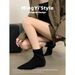 2025 Autumn Winter Korean Style Elegant Flat Short For Women Pointed Toe Slim Suede Inner Height Increase Elastic Martin_vogvips.com