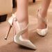 P9shoes Fashion Color Matching Shallow Mouth Single Shoes Women's Rhinestone Stiletto Pointed Black European And_vogvips.com