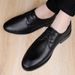 Casual Shoes Men's Leather Shoes Dress Leather Shoes Lace-up Shallow Mouth First Layer Splicing Process_vogvips.com