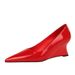 2905-1 Fashion Banquet Women's High Shallow Mouth Pointed Lacquer Leather Single Shoes Slope Heels_vogvips.com