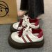 Ankela Red Women's Thick-Soled White Sneakers 2026 Spring New Style Versatile Chic Niche Ultra-Light Casual Shoes For_vogvips.com