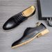 Euro Step British Style Lace-Up Black Business Formal Brogue Carved Casual Leather Korean Version Men's Wedding Pointed Shoes_vogvips.com
