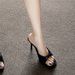 French Square Toe Niche Styleoutwearbowsmuller High-heeled Slippers For Women, Thin-heeled Sandals, Black Sexy Half Slippers_vogvips.com
