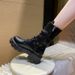 European American Cross-Border Thick-Soled Martin Boots For Women, Autumn And Winter New Round-Toe Belt Buckle_vogvips.com