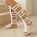 Gladiator Sandals 2025 Summer Ladies Top Knee High Boots Roman Bandage Women Fashion Zip Flat Sandal Big Size_vogvips.com