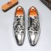 Men's leopard print glitter casual lace-up leather shoes_vogvips.com