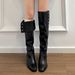 Soft Leather Verion~ Thick Sole Two-Way Knee-High For Women Britih Style Chunky Heel Slouch Wetern Cowboy Riding_vogvips.com