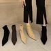2025 Autumn Winter Pointed Toe Stiletto Elastic Internet Celebrity Slim Mid-Calf Suede High Heel Fleece Commuter Short_vogvips.com