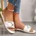 Buckle Mules Minimalist Summer Slip On New Fashion Slippers Classic Elegant Versatile Solid Color Metal Decor Square Toe_vogvips.com