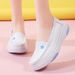 Nurse Shoes Women's Comfortable Non-slip Soft Soles Breathable Thick Soled Hollow Leather Mid-heel Medical Small White Shoes_vogvips.com