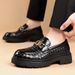 Spring New Men's Loafers Casual Leather Thick Sole Woven Derby European And American Business Trend Height Increasing_vogvips.com