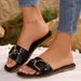 Women's Shoes Women's New Fashion Slippers Classic Temperament With Solid Color Metal Decoration Square Head Flat Sandals_vogvips.com