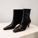 Niche Slim Boots Small Square Head Stilettos Small Bare Boots Women's Autumn And Winter Versatile Kitten Heel Short Boots Single Boots_vogvips.com