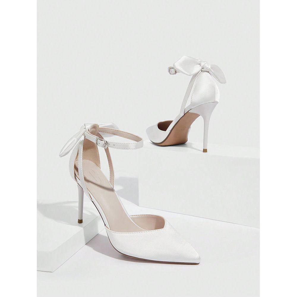 Large Size Pointed High Heels Women's New Thin With A Bow Bow Outside To Wear A Bun Head Sandals_vogvips.com