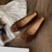 Grape Mom Ballet Style Bow Square Round Toe Soft Suede Shallow Mouth Single Shoes Women Mary Jane All Seasons Red F_vogvips.com