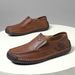 Hollow Out Hand-Sewn Men's Shoes, Outdoor Casual Shoes, Slip-On Flat Leather Shoes, Low-Cut Large Size Loafers_vogvips.com