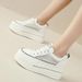Hollow Mesh White Shoes Women's Breathable Mesh Shoes Thick Sole Inner Height Increase Women's Shoes Lazy Shoes_vogvips.com