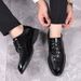 Men's Classic Crocodile-Pattern Dress Shoes – Stylish Business & Wedding Oxfords With Breathable PU Leather & Comfortable Rubber Sole_vogvips.com
