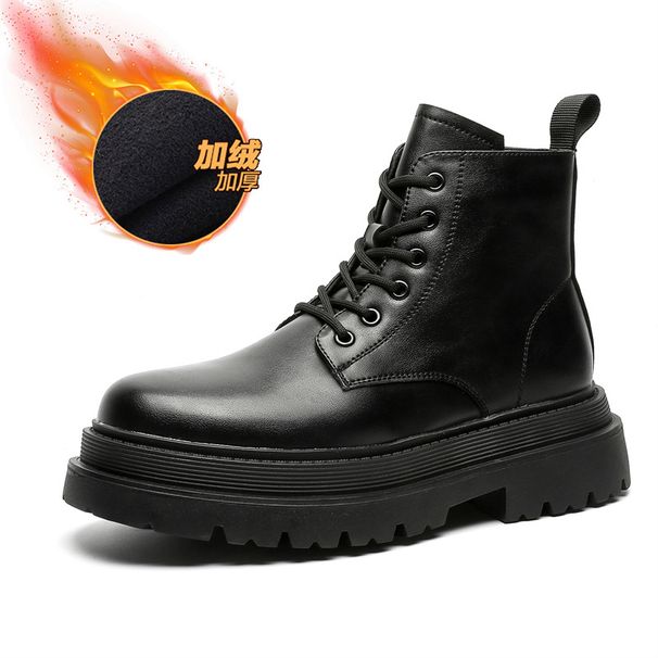 Men's Velvet Martin Boots, Locomotive Tooling, Thick-soled Heightening Boots, Darth Vader Medium Boots_vogvips.com