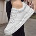 Men's Shoes Inner Height-increasing Board Shoes Thick-soled White Shoes Low-top White Cowhide Surface Round Head Sports And Leisure Shoes_vogvips.com