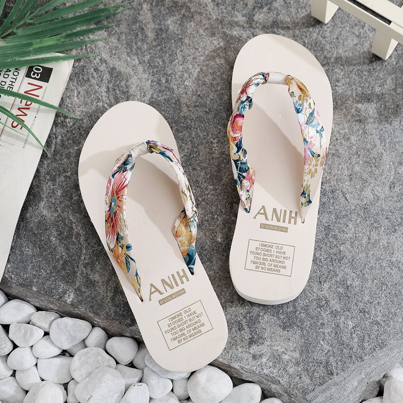Women Summer EVA Slipper Bohemian Satin Ribbon Female Flip Flop 2024 Beach Simple Leisure Ladies Shoes Sandal Chaussure Femme_vogvips.com
