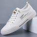 New Shoes For Men Genuine Leather Casual Shoes Concise White Flat Skateboard Shoes Street Cool Slip-on Sneaker_vogvips.com