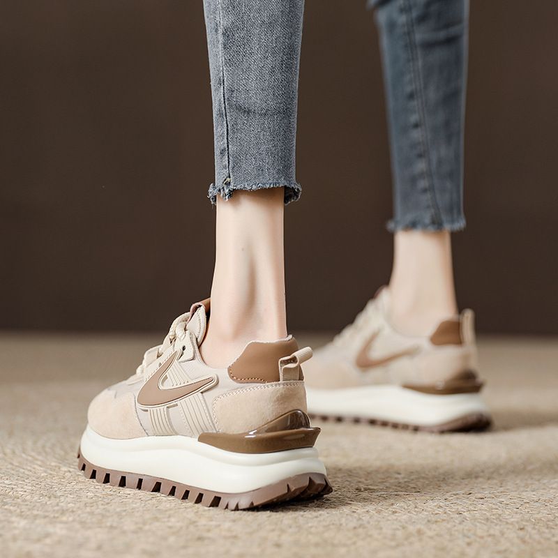 Thick Soled Raised Apricot Colored Dad Female Internet Celebrity Super Hot Forrest Gump Shoes, 2024 Spring New Genuine_vogvips.com