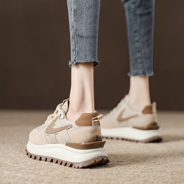 Thick Soled Raised Apricot Colored Dad Female Internet Celebrity Super Hot Forrest Gump Shoes, 2024 Spring New Genuine_vogvips.com