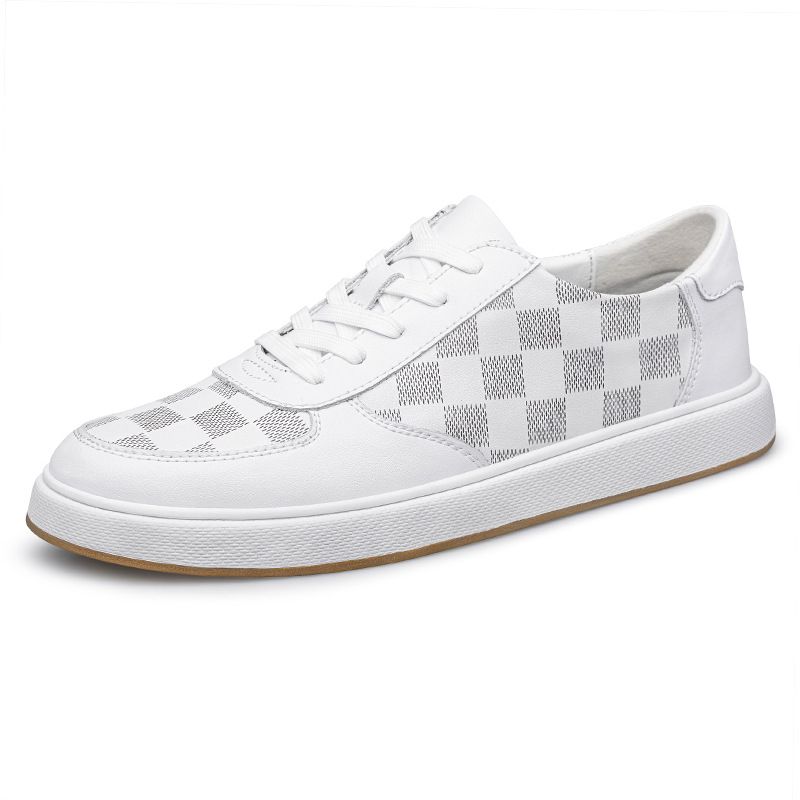 Large Size Cowhide Plaid Board Shoes Men's Checkerboard British Casual Sports Men's Shoes_vogvips.com