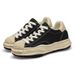 Shell Head Dissolving Shoes Thick Sole Heightening Men's Niche Splicing Retro Black And White Couple Low-top Board Shoes Breathable_vogvips.com