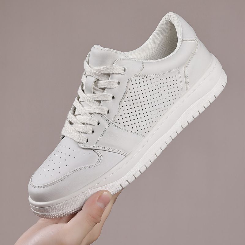 Men's Summer Air Force Shoes Top Grain Cowhide Genuine Leather Trendy Versatile Low Top Breathable Casual Shoes_vogvips.com