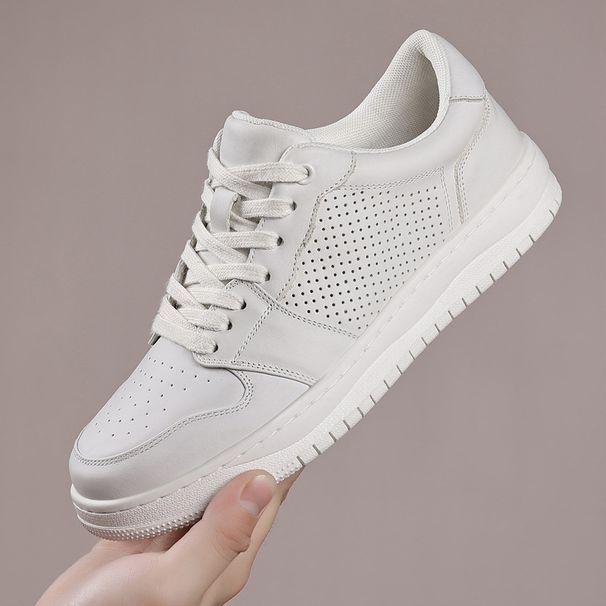 Men's Summer Air Force Shoes Top Grain Cowhide Genuine Leather Trendy Versatile Low Top Breathable Casual Shoes_vogvips.com