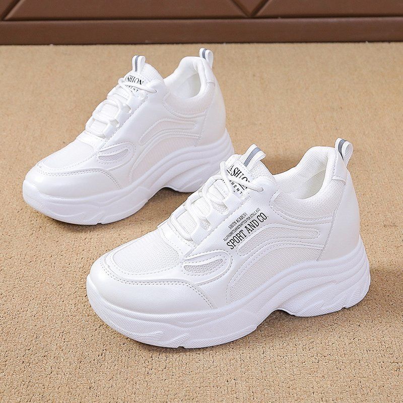 Foreign Trade Cross-Border Dad For Women, New Spring And Autumn Style, Height-Increasing Casual Sports White Shoes, Mesh_vogvips.com