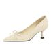2632-2 European And American Style Fashion Party High Heels Shallow Mouth Bow Pointed Toe Slim Sexy Mid Heel Single_vogvips.com