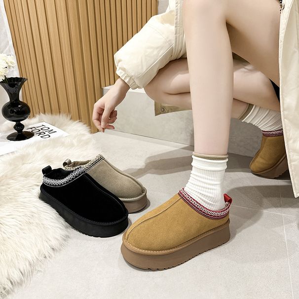 Women's Snow Boots For Outdoor Wear, Thick-Soled Height-Increasing Furry Shoes, 2025 Autumn And Winter New Style,_vogvips.com