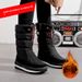 Northeast Winter Snow For Women, Thick-Soled, Cotton Shoes, Warm, Waterproof, Non-Slip, Fleece-Lined, Mid-Calf Boots_vogvips.com