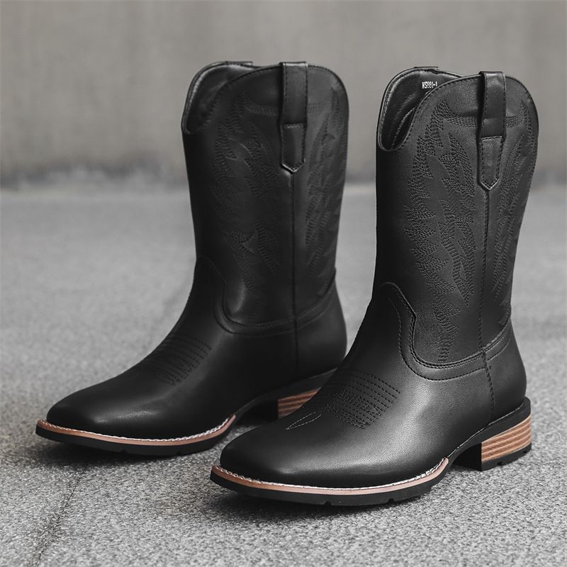 Western Cowboy boots Fashion embroidered Knight boots V-cut thigh-high boots_vogvips.com