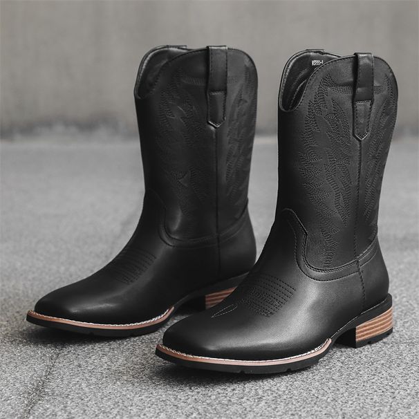 Western Cowboy boots Fashion embroidered Knight boots V-cut thigh-high boots_vogvips.com