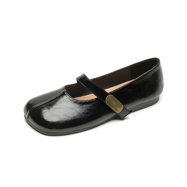 Round Head Soft Sole Single Shoes Women's Spring Flat Bottom One Word With Mary Jane Shoes Women_vogvips.com