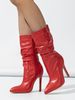 Women's Fashion Boots Pointed Toe Stiletto Heel Side Zipper Ankle Boots With Wrinkle Effect Waterproof Non-Slip Comfortable Lining_vogvips.com